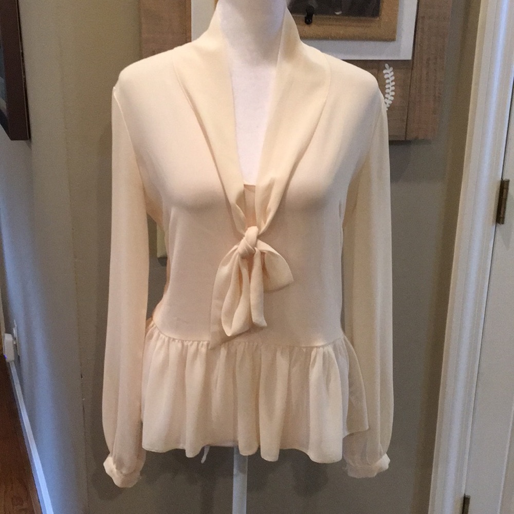 ASOS Cream Ruffle Hem Blouse